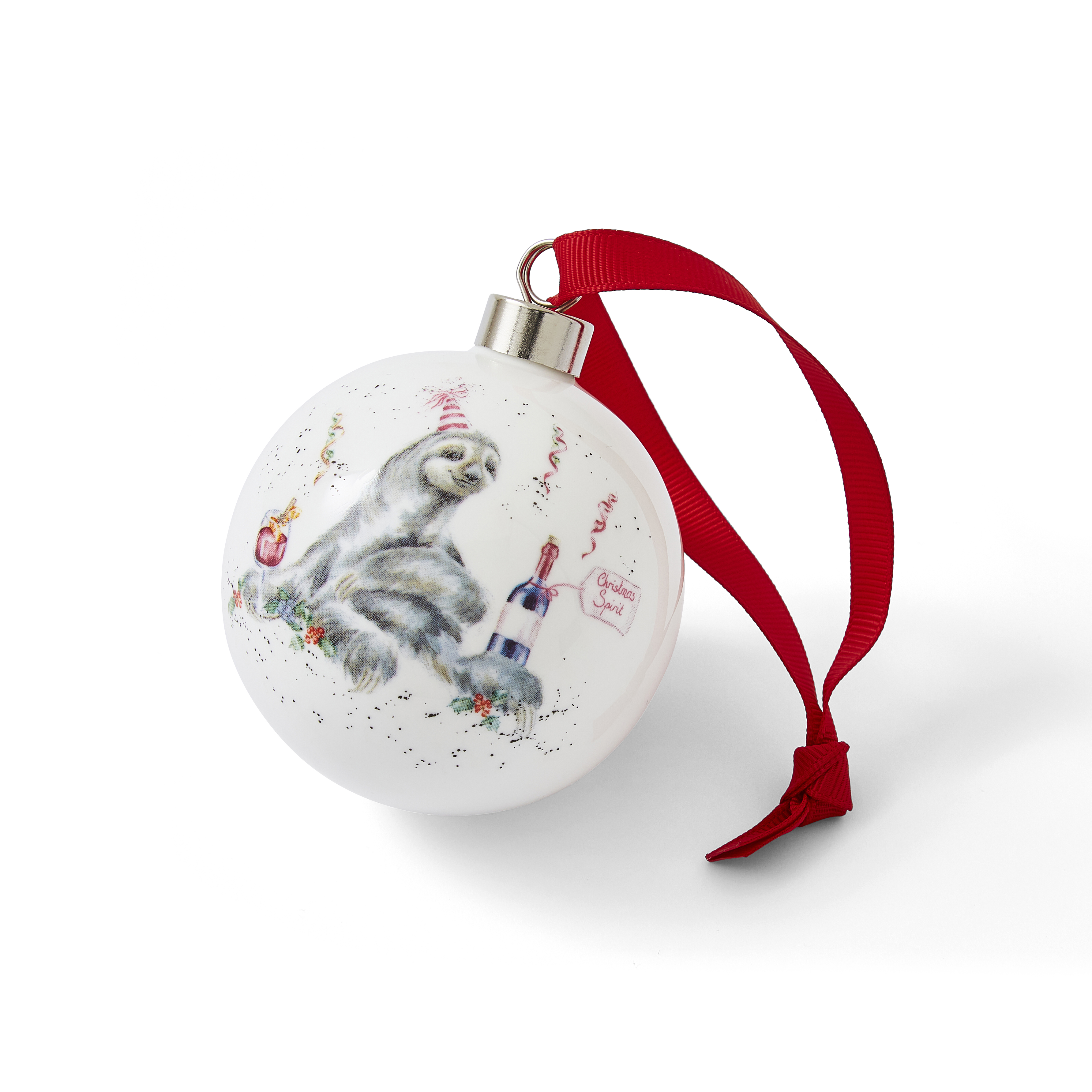 Wrendale Designs Holiday Spirits Bauble, Sloth image number null